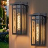 C Cattleya 2-Pack Matte Black Outdoor Wall Lights with Water Ripple Glass - 2 of 4