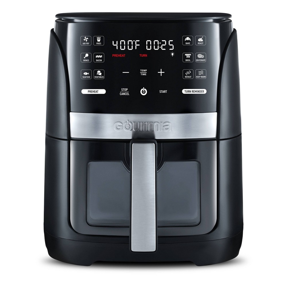 Gourmia 6-Qt Digital Window Air Fryer with 12 Presets & Guided Cooking Black