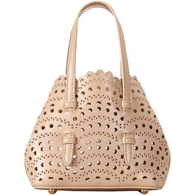 FATMOON Hollow Out Small Basket Bags for Women PU Leather Handbag with Inner Bag Shoulder Crossbody Bag for Beach Summer Travel