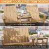 ALAULM Adirondack Lounge Chair Sofa Set of 2 PCS, Outdoor Chairs,Double Seat Chair w/a Coffee Table,Widely Used for Patio,Lawn,Garden,Pool,Deck(Brown) - 4 of 4