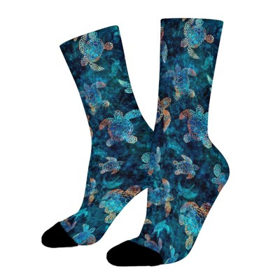 Dsane Oceana Sea Turtles Women Printed Crew Socks Funny Funky Socks Soft Polyester Novelty Gifts for Artists Men