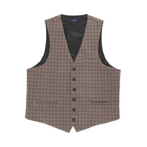 Gioberti Men's 6 Button Slim Fit Formal Herringbone Tweed Vest - 1 of 3
