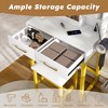 Kumasinova Makeup Vanity Desk with LED Lights & Power Outlets,2-Drawer Vanity Table with Mirror,Sturdy Metal Chair Dressing Table for Bedroom - 3 of 4