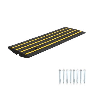 Recycled Rubber Curb Ramps for Driveway, 2.4"H Heavy Duty Car Ramps with 1-Channel Cord Cover for Wheelchair, Scooter, Garage, – 8 Expansion Bolts - 1 of 4