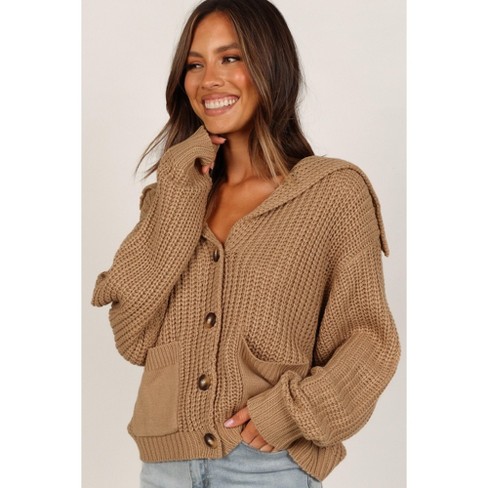 Petal and Pup Women's Amelia Oversize Collar Button Cardigan - Camel XS