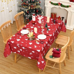 Christmas Tablecloth Reindeer Pattern Tablecloth Deer Tablecloth Home Decor Waterproof Easy Care Dining Table Covers - 1 of 4