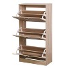 Kumasinova Shoe Cabinet with 3 Flip Drawers Modern Freestanding Shoe Rack Organizer with Metal Handles for Entryway,Hallway,Natural - 4 of 4