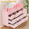 Pink Dresser for Bedroom with LED Light & Charging Station, 8 Drawers Wooden Dressers ,  for Girls Bedroom Living Room, Entryway, Hallway - 3 of 4