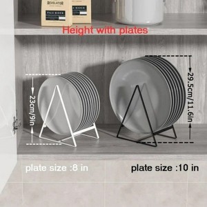LunaLulinlk 2 Pack Large Triangle Plate Holders Organizers Metal Plate Dish Organizers Racks Stands for Countertop and Cupboard Black - 1 of 4