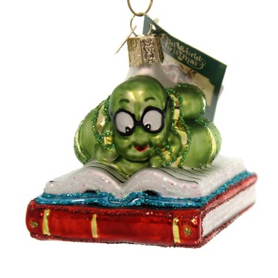 Old World Christmas 2.5" Bookworm Snuggle Up Good Book  -  Tree Ornaments