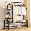 SKONYON Double Rods Garment Rack with Storage Shelves Steel Frame - 2 of 4