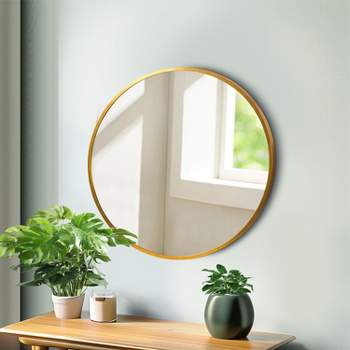Neutypechic Round Mirror Metal Framed Decorative Wall Mirror - 16"x16", Gold