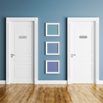 Rustic Cast Iron Door Plaques Set in Black and White