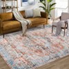 Washable Rug with Rubber Backing, Vintage Distressed Soft Low Pile Oriental Medallion Carpet for Kitchen & Entryway, Farmhouse Style, Brick Red - 2 of 4