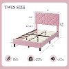 Upholstered Platform Bed Frame with Diamond Design Fabric Headboard, Solid Wood Slat Support, Non-Slip, Noise-Free, No Box Spring Needed - 3 of 4