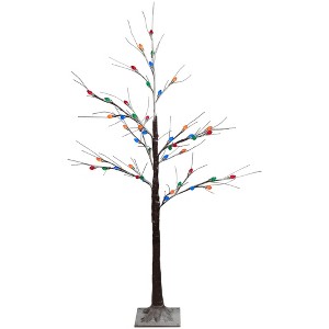 Northlight LED Lighted Frosted Christmas Twig Tree - 4' - Brown - Multi-Color lights - 1 of 4