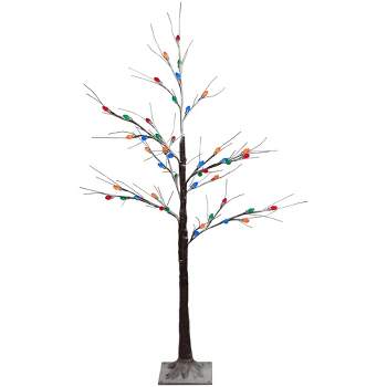Northlight 4' LED Lighted Frosted Brown Christmas Twig Tree - Multi-Color lights
