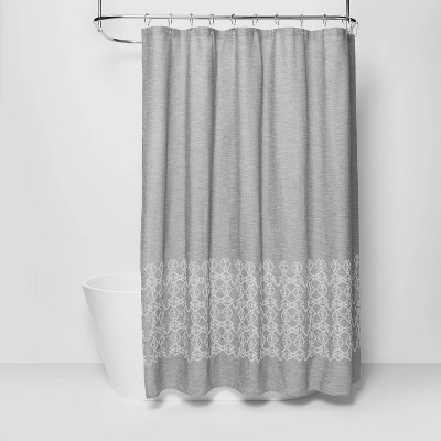 Details about   Threshold Embroidered Bathroom Shower Curtain 72" x 72" 100% Cotton Gray 