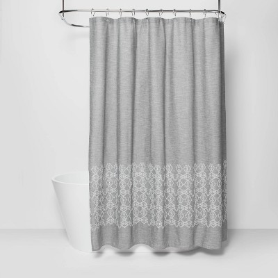 Photo 1 of Embroidered Shower Curtain Gray - Threshold