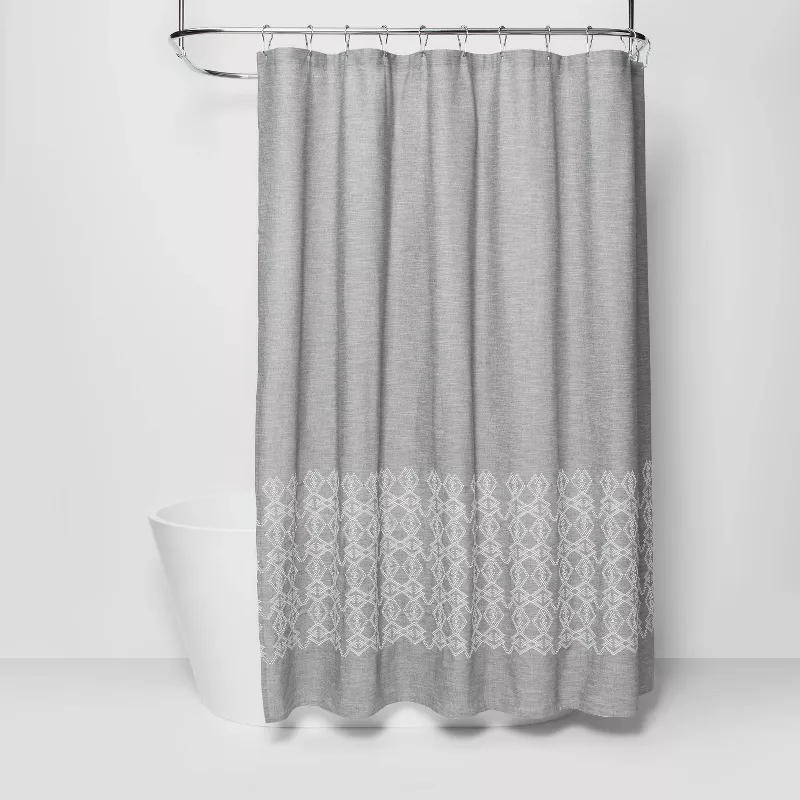 Embroidered Shower Curtain Gray Threshold Mauritius U