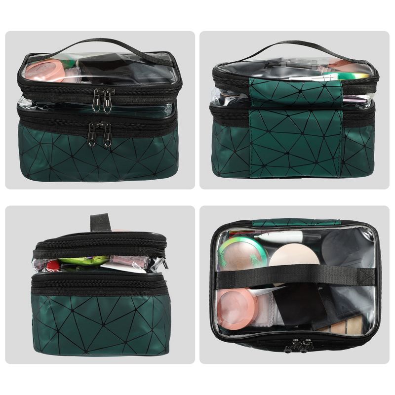 Unique Bargains Double Layer Makeup Bag Cosmetic Travel Bag Case Organizer Bag Clear Bags for Women 1 Pcs, 4 of 7
