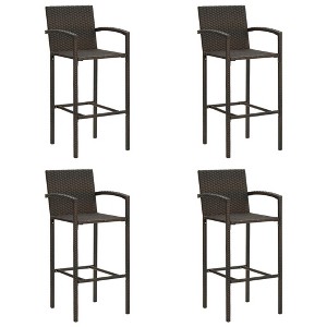 vidaXL Bar Stools 4 pcs Brown Poly Rattan - 1 of 4