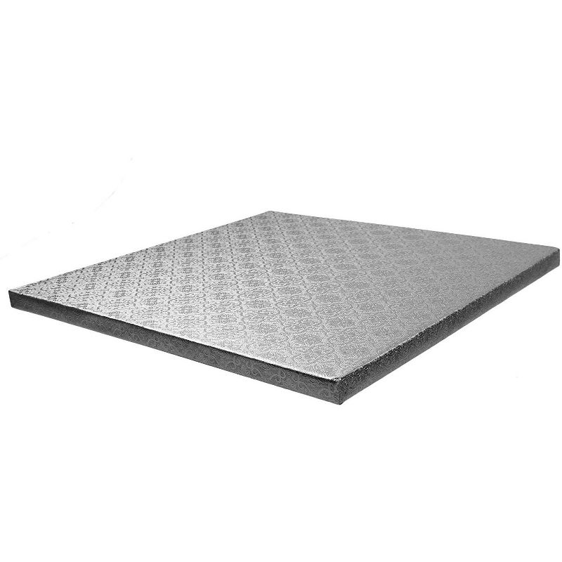 O'Creme Silver Square Cake Pastry Drum Board 1/2 Inch Thick, 18 Inch x 18 Inch - Pack of 5, 2 of 5
