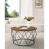 VASAGLE Round Coffee Table for Living Room Cage Cocktail Table with Steel Frame 31.5 Inches Dia., Industrial Style Rustic Brown and Black - 2 of 4