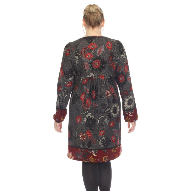 Plus Size Paisley Floral Embroidered Sweater Dress, 3 of 6