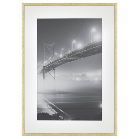 4X6 Picture Frame Set of 4, Matted Gold Simple Modern Thin Aluminum Metal  Photo