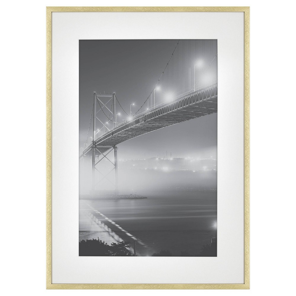 Photos - Photo Frame / Album 15.4" x 21.4" Matted to 11" x 17" Thin Metal Gallery Frame Brass - Thresho