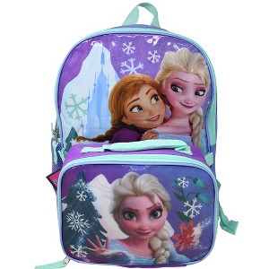 Disney Frozen Elsa and Anna Backpack with Insulated Detachable Lunch Bag 2pc Set - 1 of 4
