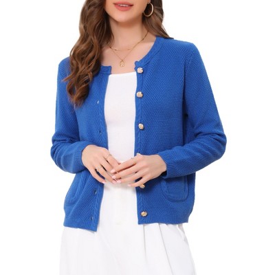 INSPIRE CHIC Women's Open Front Collarless Button Down Business Casual Chunky Knit Cardigans