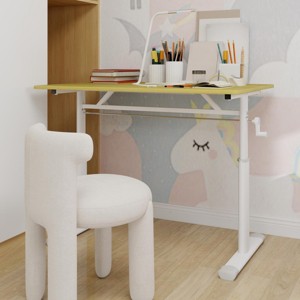 INFURNIC Desks Adjustable Standing Desk with Crank for Easy to Assemble Sturdy and Durable Multi Purpose, Brown, 39.37"*23.62"*35.43" - 1 of 4
