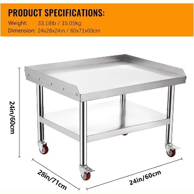 Equipment Grill Stand Table, 220 lbs Bottom Shelf | Adjustable Legs with 2" Edge Baffle | Ideal for Commercial Kitchens, Hotels, and Homes