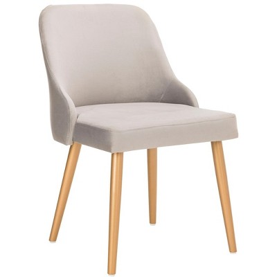 Lulu Grey Velvet Upholstered Side Chair with Gold Legs