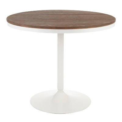 Vynxaria  Industrial Dining Table in White Metal and Brown Wood-Pressed Grain Bamboo