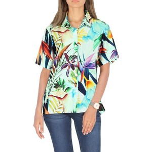 HAPPY BAY Women's Button Down Blouses Casual Beach Party Short Sleeve Vacation Summer Button Up Tee Hawaiian Shirts Blouses for Women - 1 of 4
