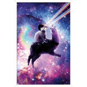 Trends International James Booker - Laser Space Cat Llama Framed Wall Poster Prints - 1 of 4