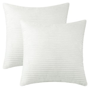 Unique Bargains Corduroy Modern Solid Striped Couch Sofa Home Decorative Pillow Covers 2 Pcs - 1 of 4