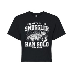 Women's - Star Wars - Property Of The Smuggler Han Solo Cropped Graphic T-Shirt - 1 of 4