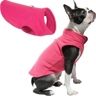 Gooby Fleece Vest, Small Dog Pullover Fleece Jacket with Leash Ring, Pink, X