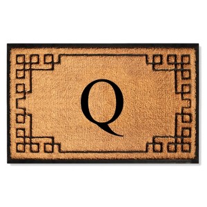 A1HC Bordered Designed Natural Coir & Rubber Monogrammed Doormat, Heavy Duty, Non-Slip Entry Mat - 1 of 4