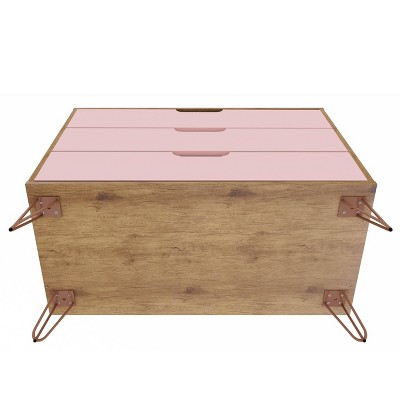 Nature and Rose Pink Mid-Century Night Table with Hairpin Legs