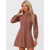 Allegra K Women's Vintage Check Plaid Ruffle Neck Button Down Long Sleeve A-Line Dress - 2 of 4