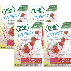 True Lemon, Energy, Strawberry Dragonfruit, 6 Packets, 0.095 oz (2.7 g) Each, Bundle of 4 - 1 of 3
