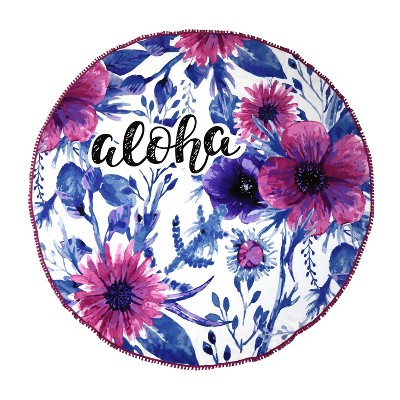 Roundie Aloha Printed Beach Towel Pink/Blue - Peach & Oak