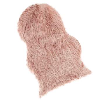 Sheepskin Throw Rug – Faux Fur 2x5-Foot High Pile Runner – Soft and Plush Mat for Bedroom, Kitchen, Bathroom, Nursery and Office by Lavish Home (Pink)