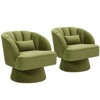 Swivel barrel armchair, 360 degree velvet upholstered armchair with striped backrest, ergonomic design, suitable for living room bedroom backyard etc - 3 of 4