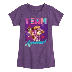 Girls' - Paw Patrol - Skye and Liberty Team Awesome Fitted Short Sleeve Graphic T-Shirt - 1 of 4